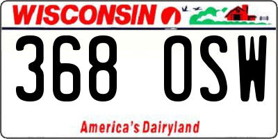 WI license plate 368OSW