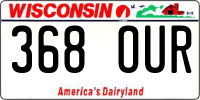 WI license plate 368OUR