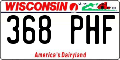 WI license plate 368PHF