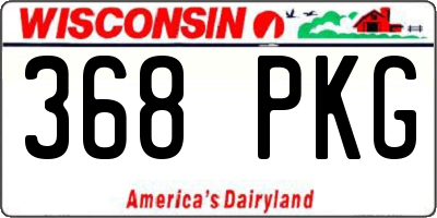 WI license plate 368PKG