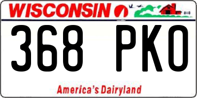 WI license plate 368PKO