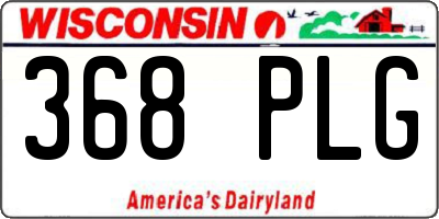 WI license plate 368PLG