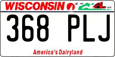 WI license plate 368PLJ