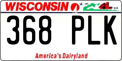 WI license plate 368PLK