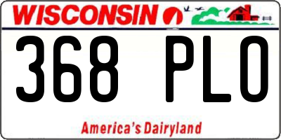 WI license plate 368PLO
