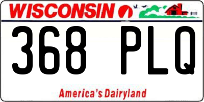 WI license plate 368PLQ