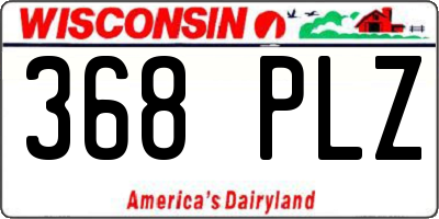WI license plate 368PLZ