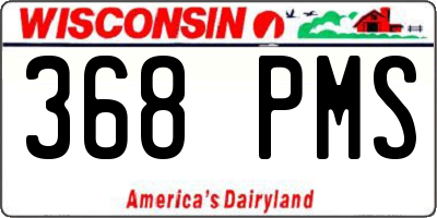 WI license plate 368PMS