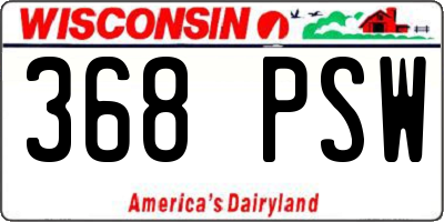 WI license plate 368PSW