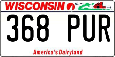 WI license plate 368PUR
