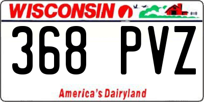 WI license plate 368PVZ