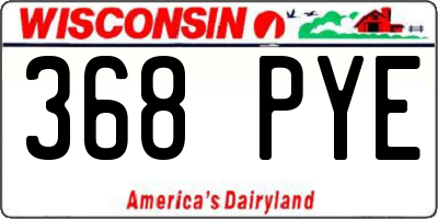 WI license plate 368PYE