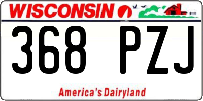 WI license plate 368PZJ