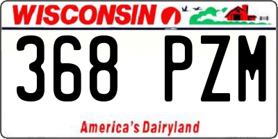 WI license plate 368PZM