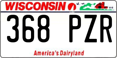 WI license plate 368PZR
