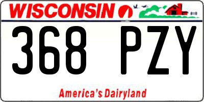 WI license plate 368PZY