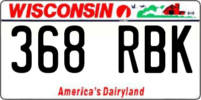 WI license plate 368RBK