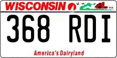 WI license plate 368RDI