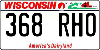 WI license plate 368RHO