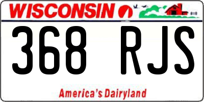 WI license plate 368RJS