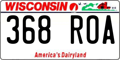 WI license plate 368ROA