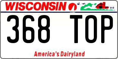 WI license plate 368TOP