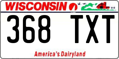 WI license plate 368TXT