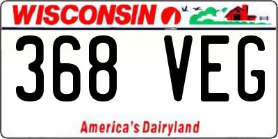 WI license plate 368VEG