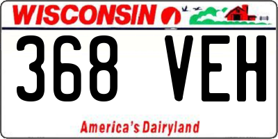 WI license plate 368VEH