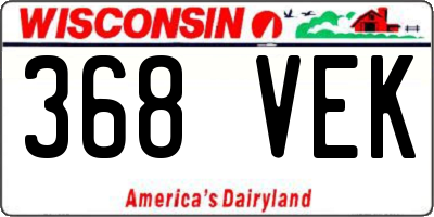 WI license plate 368VEK