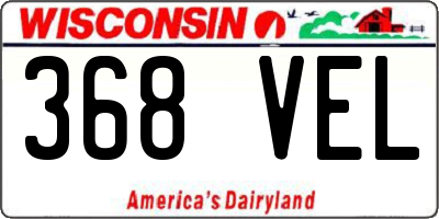 WI license plate 368VEL
