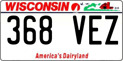 WI license plate 368VEZ