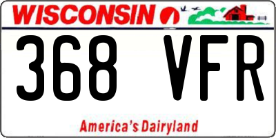 WI license plate 368VFR