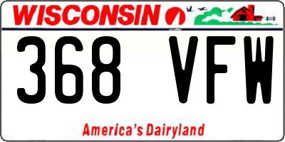 WI license plate 368VFW