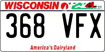 WI license plate 368VFX