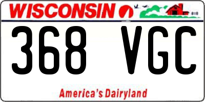 WI license plate 368VGC