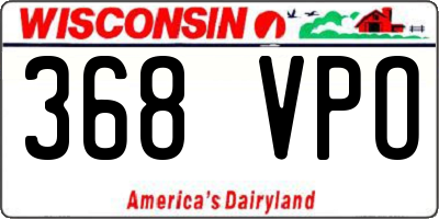 WI license plate 368VPO