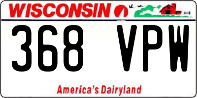WI license plate 368VPW