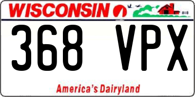WI license plate 368VPX
