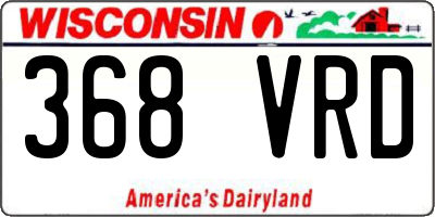 WI license plate 368VRD