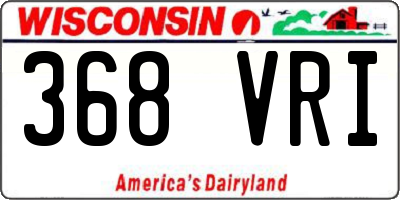 WI license plate 368VRI