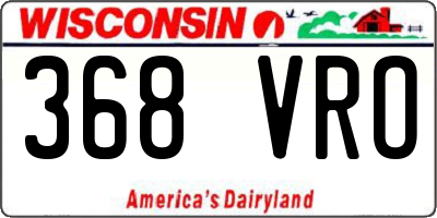 WI license plate 368VRO