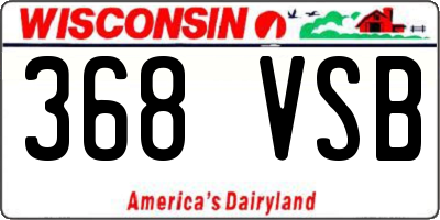 WI license plate 368VSB