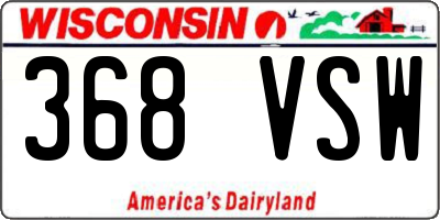 WI license plate 368VSW
