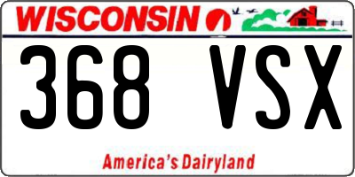 WI license plate 368VSX