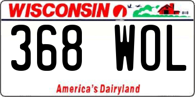 WI license plate 368WOL