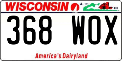 WI license plate 368WOX
