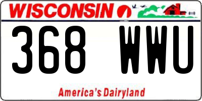 WI license plate 368WWU