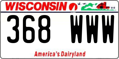 WI license plate 368WWW