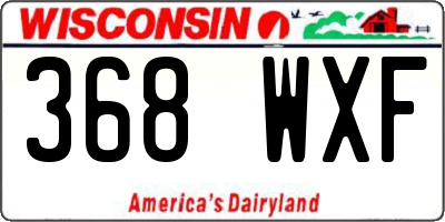 WI license plate 368WXF
